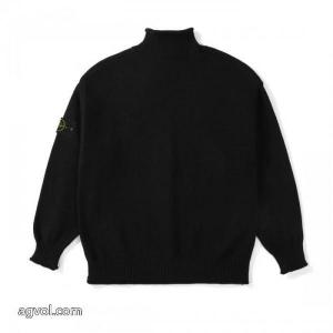 Stone Islandストーンアイランド定番ベーシックスリーブアームバッジロゴスタンドカラーニットコート