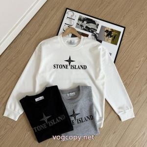 STONE ISLANDストーンアイランドロゴプリントラウンドネック長袖パーカー