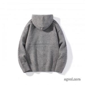 STONE ISLANDエンブレム透かし連帽ジッパーニットカーディガンコート