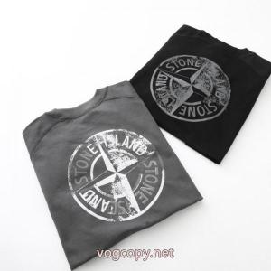 STONE ISLAND背面反射ロゴラウンドネック半袖Tシャツ