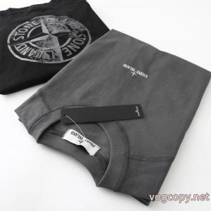 STONE ISLAND背面反射ロゴラウンドネック半袖Tシャツ
