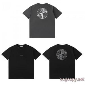 STONE ISLAND背面反射ロゴラウンドネック半袖Tシャツ
