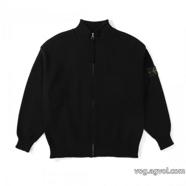 Stone Islandストーンアイランド定番ベーシックスリーブアームバッジロゴスタンドカラーニットコート 0