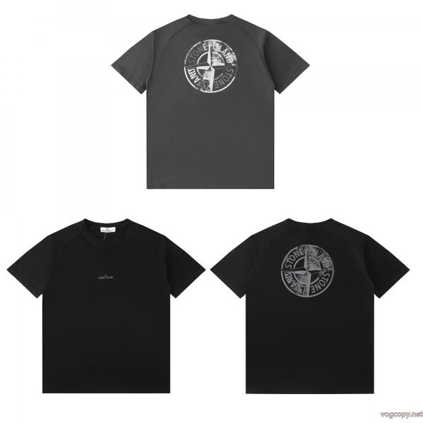 STONE ISLAND背面反射ロゴラウンドネック半袖Tシャツ 0 