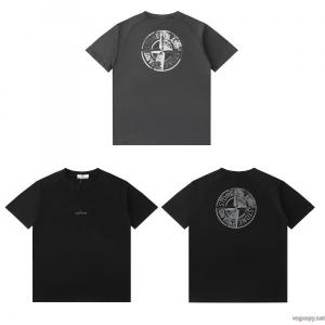 STONE ISLAND背面反射ロゴラウンドネック半袖Tシャツ